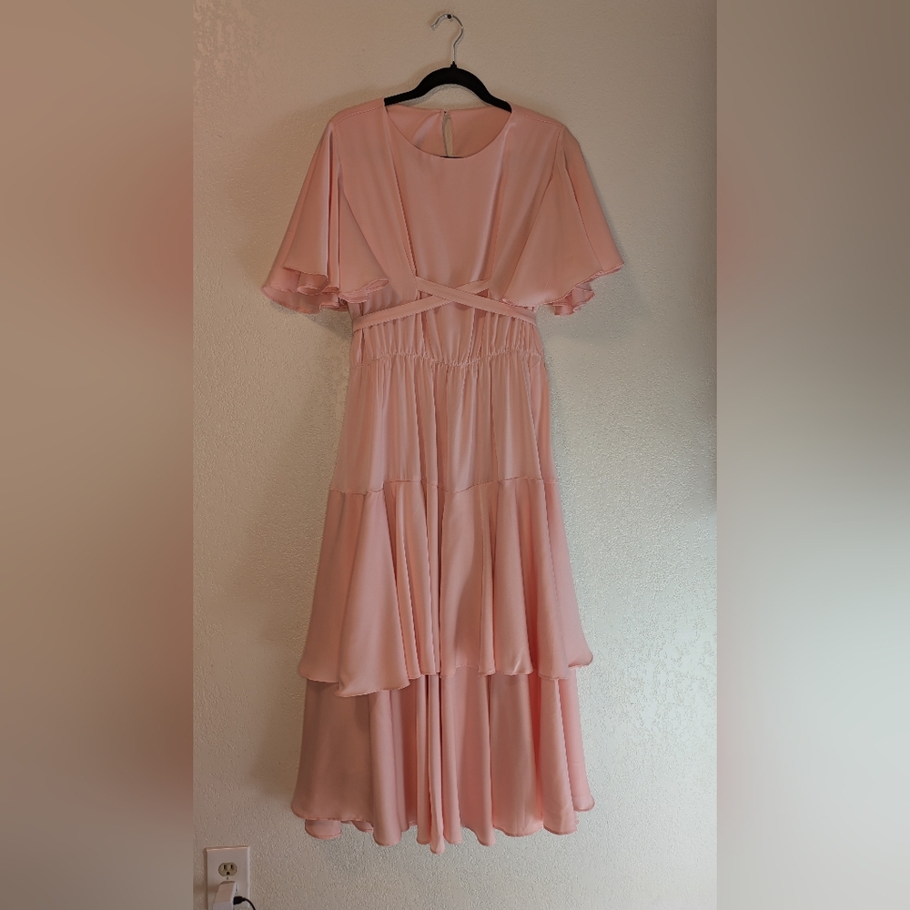 Sarah Luton Pink Ruffle Dress With Tie Belt - Picture 7 of 14